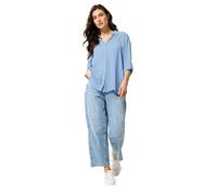 M&Co Blue Crinkle Tab Sleeve Shirt - Women's
