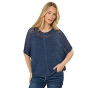 M&Co Blue Crochet Short Sleeve Jumper - Women's