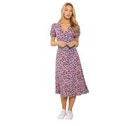 M&Co Blue Ditsy Floral Midi Wrap Dress - Women's