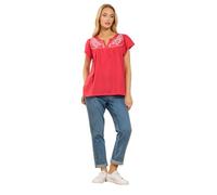 M&Co Orange Embroide Cotton Notch Neck Top - Women's