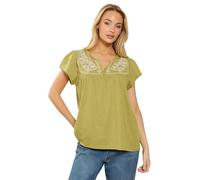 M&Co & Blue Embroidered Cotton Notch Neck Top - Women's