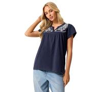 M&Co & Blue Embroidered Cotton Notch Neck Top - Women's