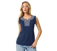 M&Co Blue Embroidered Cotton Vest Top - Women's