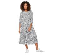 M&Co Blue Floral Print Tiered Midi Dress - Women's