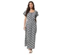 M&Co Blue Leaf Print Tie Neck Cotton Maxi Dress - Women's