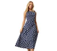 M&Co Women's Polka Dot Fit & Flare Cotton Maxi Dress in Mid Navy | Size: 14 M&Co Mid Navy 14