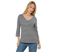 M&Co Women's Stripe Neck Trim Top in Mid Navy | Size: 16 M&Co Mid Navy 16