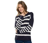 M&Co Women's Stripe Relaxed Jumper in Mid Navy | Size: 14-16 M&Co Mid Navy 14-16