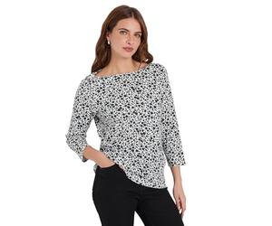 M&Co Blue & White Cotton Ditsy Floral Top - Women's