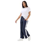 M&Co Blue & White Side Stripe Cotton Wide Leg Joggers - Women's
