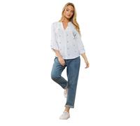 M&Co Blue & White Stripe Embroidered Cotton Shirt - Women's
