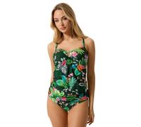 M&Co Women's Tropical Print Tankini Top in Dark Green | Size: 12