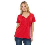 M&Co Bright Cotton Short Sleeve Henley Top - Women's Red