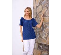 M&Co Womens Broderie Bardot Top - Women's Blue