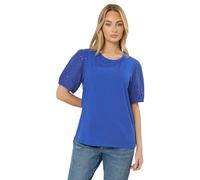 M&Co Women's Broderie Puff Sleeve Top in Blue | Size: 20 M&Co Blue 20