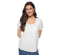 M&Co Women's Broderie Short Sleeve Cotton Top in White | Size: 12