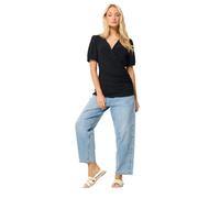 M&Co Broderie Sleeve Wrap Top - Women's Black