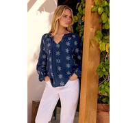 M&co Broderie Tie Neck Blouse In Mid Navy Mid Navy 14