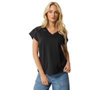 M&Co Broderie V-Neck Cotton T-Shirt - Women's