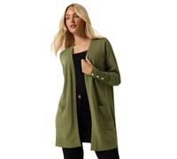 M&Co Women's Button Detail Midi Cardigan in Olive | Size: 14-16 M&Co Olive 14-16
