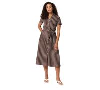 M&Co Women's Stripe Midi Shirt Dress in Chocolate | Size: 16 M&Co Chocolate 16