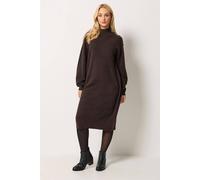 M&Co Women's Button Detail Knitted Dress in Chocolate | Size: 18/20
