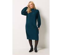 M&Co Women's Button Detail Knitted Dress in Teal | Size: 14-16 M&Co Teal 14-16