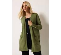 M&co Button Detail Midi Cardigan In Olive Olive