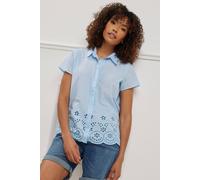 M&co Button Down Broderie Shirt In Blue Blue 12