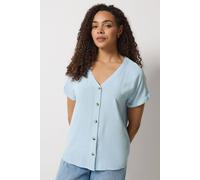 M&Co Blue Button Front Blouse - Women's