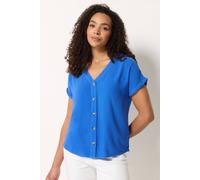 M&co Button Front Blouse In Cobalt Cobalt