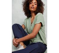 M&co Button Front Blouse In Light Green Light Green