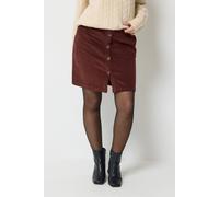 M&Co Women's Button Front Corduroy Mini Skirt in Dark Red | Size: 20