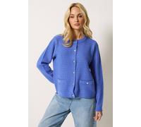 M&co Button Through Cardigan In Blue Blue