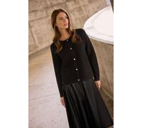 M&co Button Through Knit Cardigan In Black Black