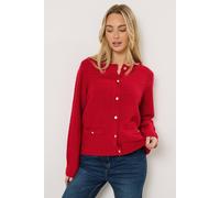 M&Co Women's Button Through Knit Cardigan in Red | Size: 10-12 M&Co Red 10-12