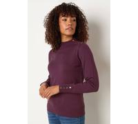 M&Co Women's Button Turtle Neck Jumper in Purple | Size: 18-20 M&Co Purple 18-20