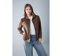 M&Co Women's Button Up Faux Suede Jacket in Chocolate | Size: 12 M&Co Chocolate 12