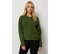 M&Co Women's Button Up Pocket Detail Cardigan in Dark Green | Size: 18-20 M&Co Dark Green 18-20