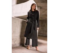 M&co Button Up Wrap Coat In Black Black 14