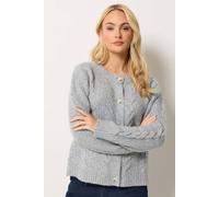 M&Co Women's Cable Knit Button Up Cardigan Sweater in Pale Grey | Size: 18/20