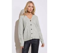 M&Co Women's Cable Knit Cardigan in Grey | Size: 10-12 M&Co Grey 10-12