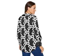 M&Co Chain Print Cowl Neck Satin Blouse - Women's Black