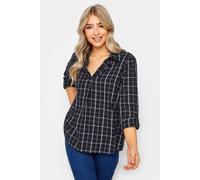 M&co Check Printed Overhead Shirt In Black Black 10