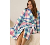 M&co Check Soft Fleece Shawl Dressing Gown Multi 18-20