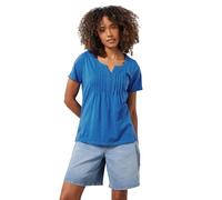 M&Co Cobalt Cotton Short Sleeve Henley Top - Women's