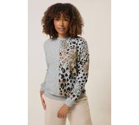 M&co Colourblock Leopard Print Jumper In Grey Grey 10