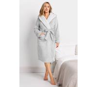 M&co Contrast Shawl Collar Fleece Dressing Gown In Grey Grey 22-24