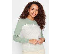 M&co Contrast Sleeve Star Print Jumper In Jade Jade 10-12