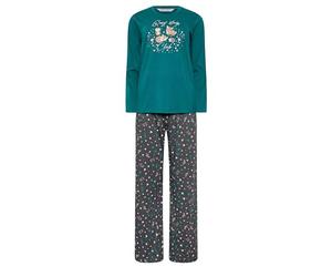 M&Co 'Cosy Sleep Club' Wide Leg Pyjama Set - Women's Green